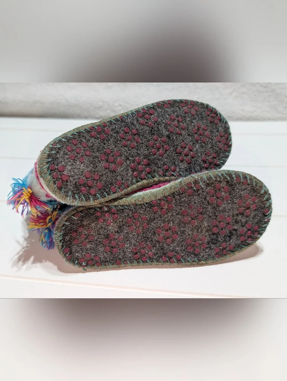 Haflinger Blue Knit Unicorn European Boiled Wool Slipper Boots Toddler Girl Sz 7
